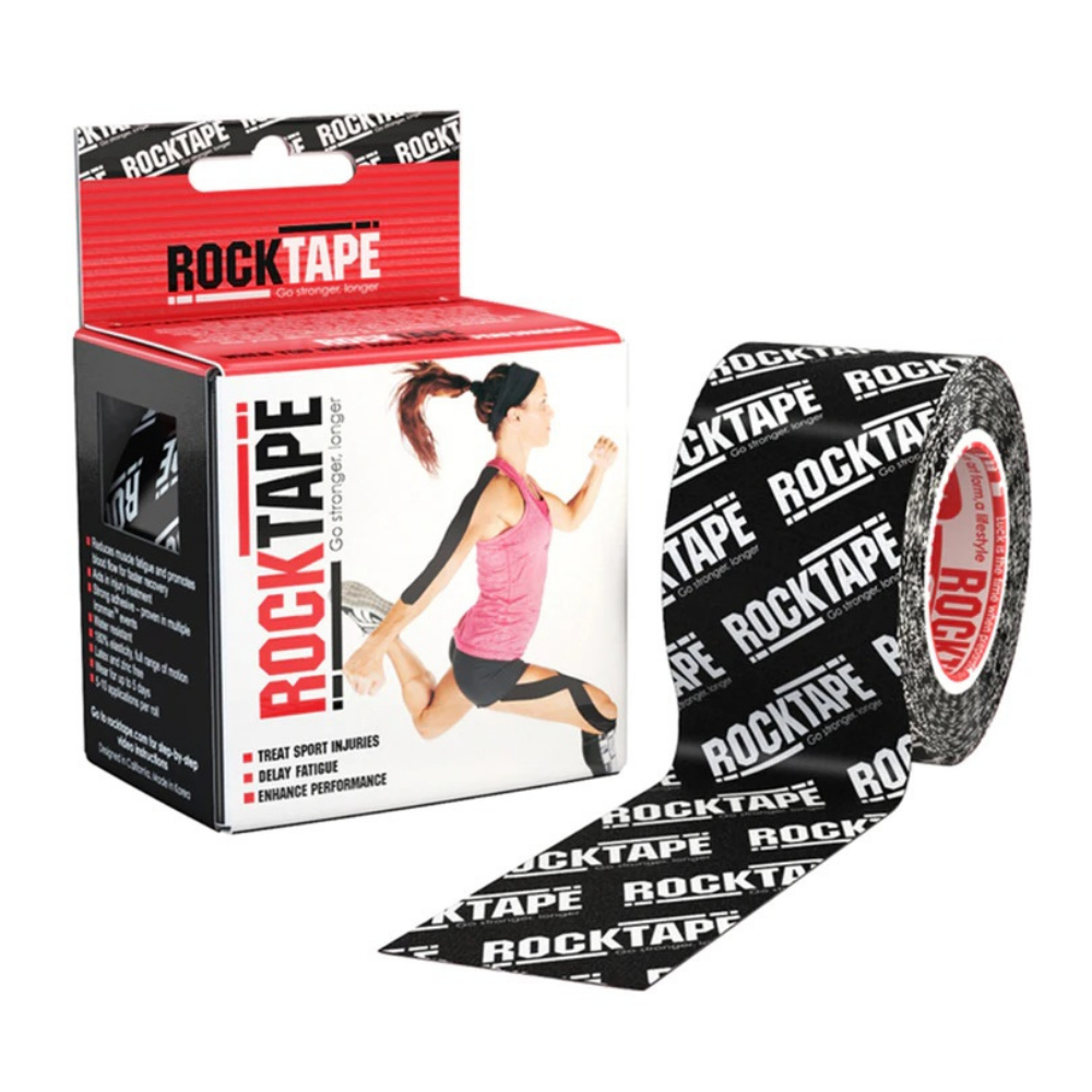 Rocktape Logo Black Pattern 5cm x 5mtr Roll-RockTape New Zealand-RockTape New Zealand